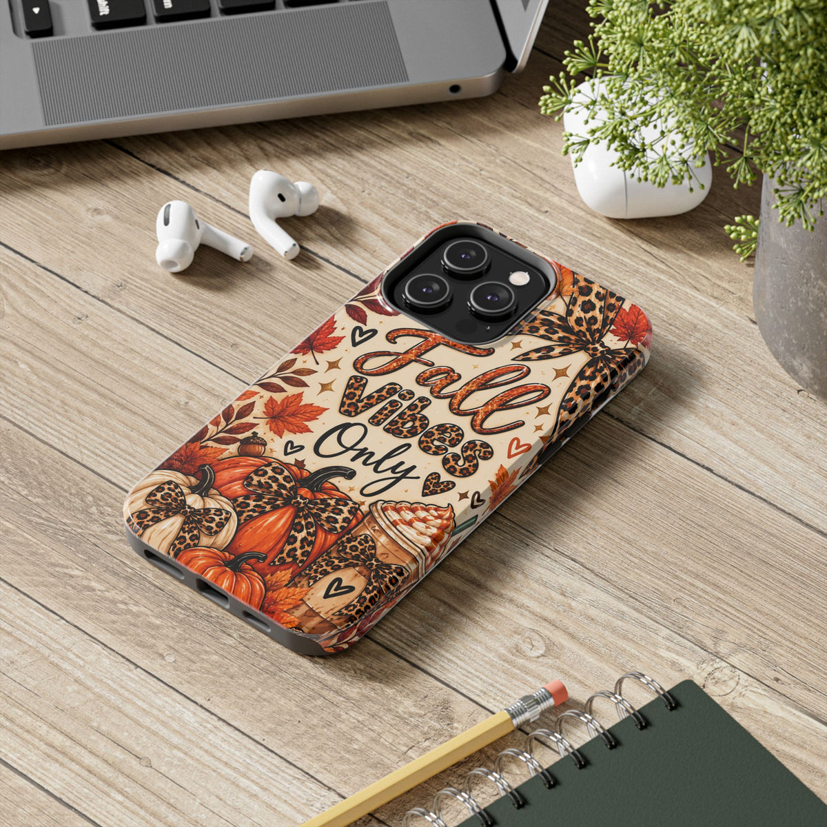 Fall Vibes Only Tough Phone Case | Leopard Print Pumpkin & Cozy Autumn Case