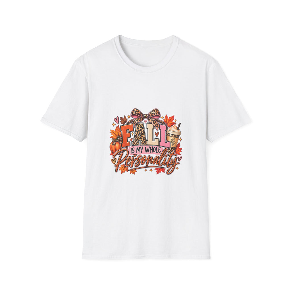 T-Shirt — 'Fall Is My Whole Personality' Autumn Leaves & Coffee Graphic