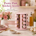 Pink 360° Rotating Spice Rack Organizer – 12 Jar Set