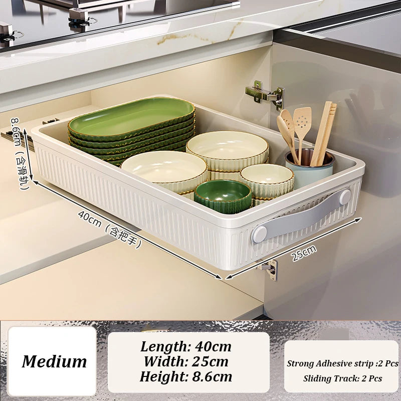 Pull-Out Cabinet Organizer with Sliding Drawer