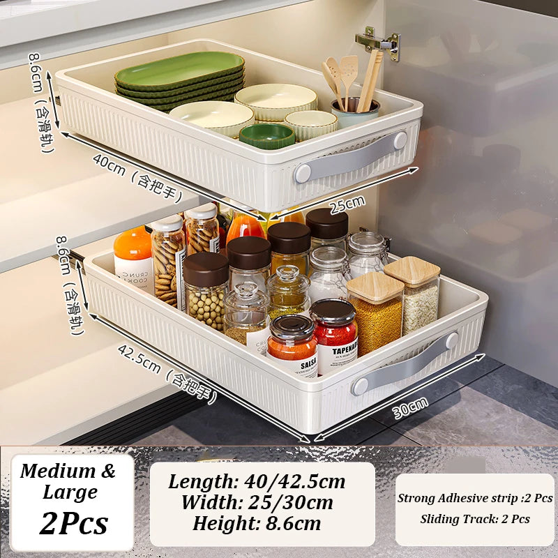 Pull-Out Cabinet Organizer with Sliding Drawer
