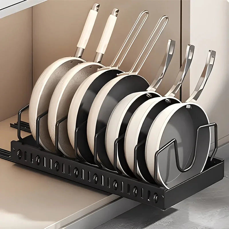 Pull-Out Pot & Pan Organizer with Adjustable Dividers