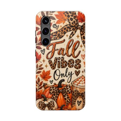 Fall Vibes Only Tough Phone Case | Leopard Print Pumpkin & Cozy Autumn Case