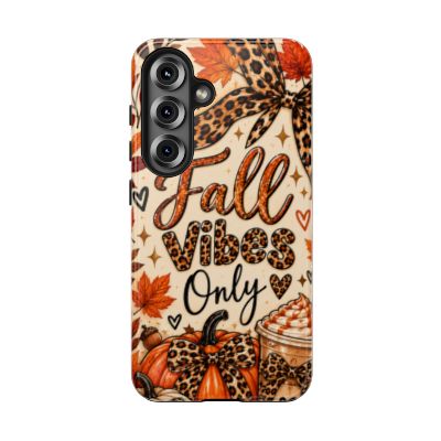 Fall Vibes Only Tough Phone Case | Leopard Print Pumpkin & Cozy Autumn Case
