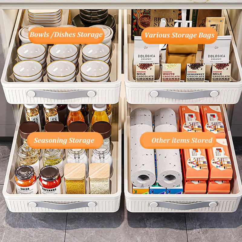 Pull-Out Cabinet Organizer with Sliding Drawer