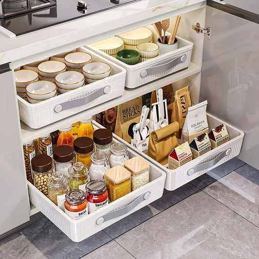 Pull-Out Cabinet Organizer with Sliding Drawer