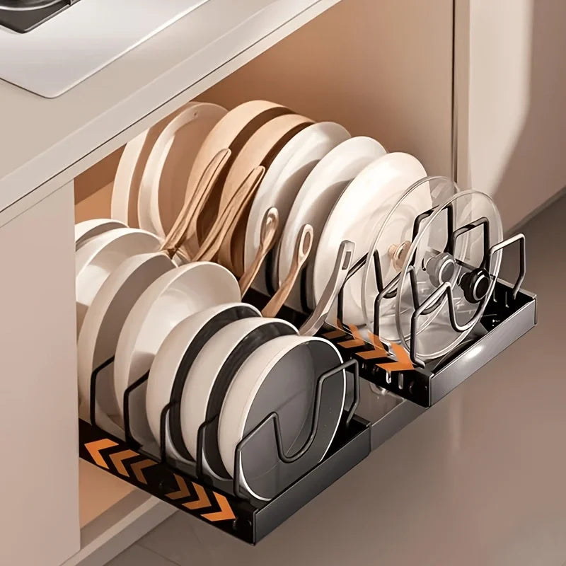 Pull-Out Pot & Pan Organizer with Adjustable Dividers
