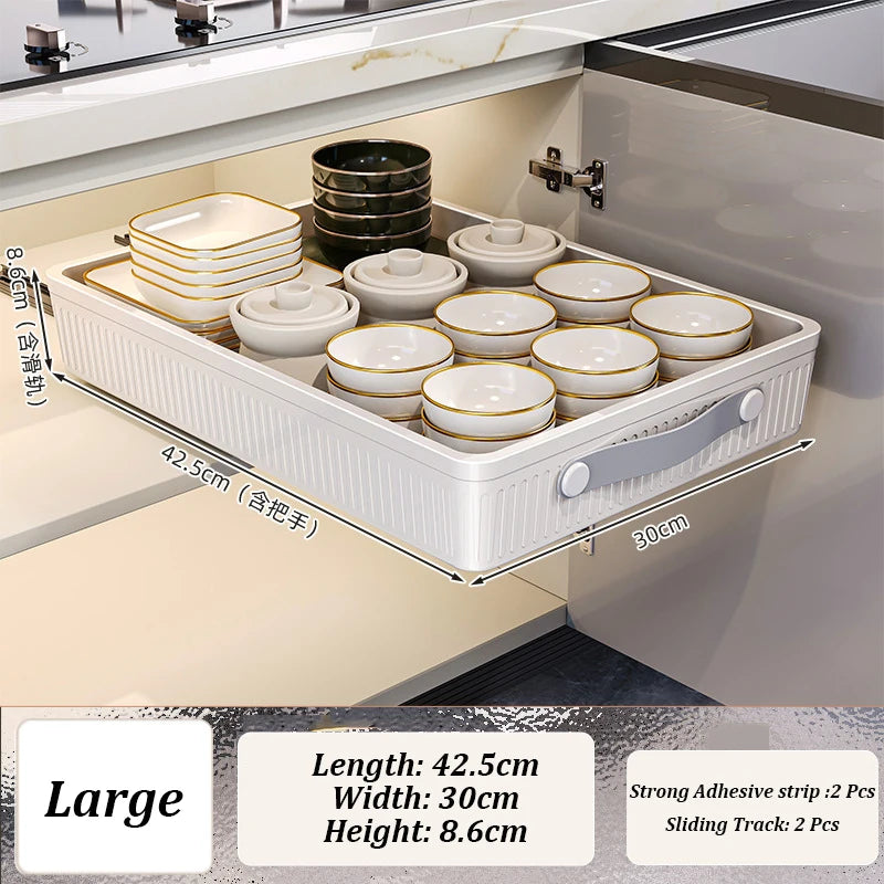 Pull-Out Cabinet Organizer with Sliding Drawer