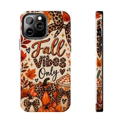 Fall Vibes Only Tough Phone Case | Leopard Print Pumpkin & Cozy Autumn Case