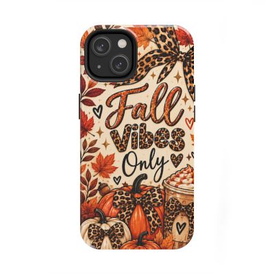 Fall Vibes Only Tough Phone Case | Leopard Print Pumpkin & Cozy Autumn Case