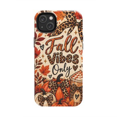 Fall Vibes Only Tough Phone Case | Leopard Print Pumpkin & Cozy Autumn Case