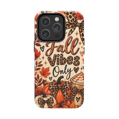 Fall Vibes Only Tough Phone Case | Leopard Print Pumpkin & Cozy Autumn Case