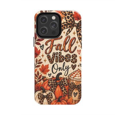 Fall Vibes Only Tough Phone Case | Leopard Print Pumpkin & Cozy Autumn Case
