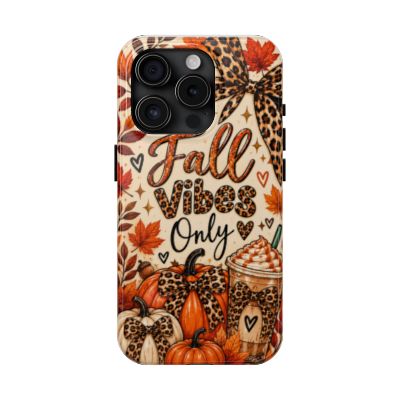 Fall Vibes Only Tough Phone Case | Leopard Print Pumpkin & Cozy Autumn Case