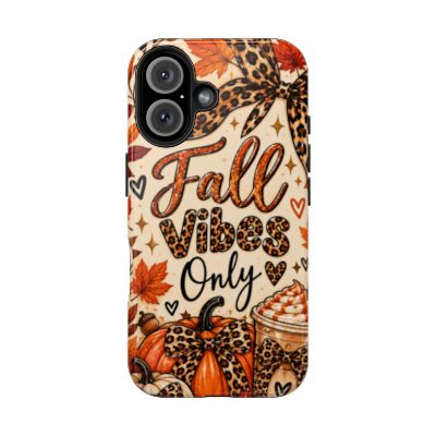 Fall Vibes Only Tough Phone Case | Leopard Print Pumpkin & Cozy Autumn Case