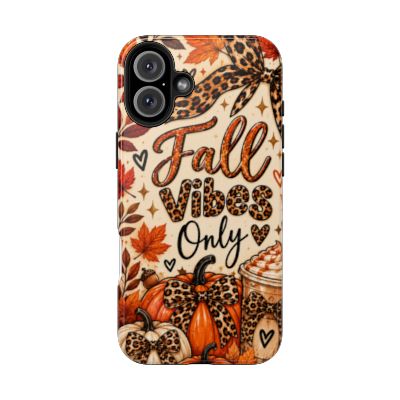 Fall Vibes Only Tough Phone Case | Leopard Print Pumpkin & Cozy Autumn Case