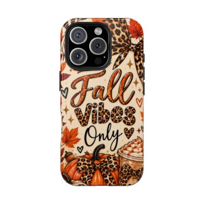 Fall Vibes Only Tough Phone Case | Leopard Print Pumpkin & Cozy Autumn Case