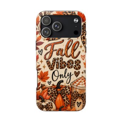 Fall Vibes Only Tough Phone Case | Leopard Print Pumpkin & Cozy Autumn Case